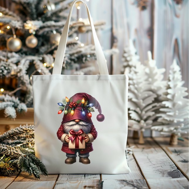 Bolsa Tote Presente Caprichoso Gnome de Natal (Criador carregado)