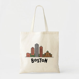 Bolsa Tote Presente Cartoon da Silhueta de Boston Retro Fofa