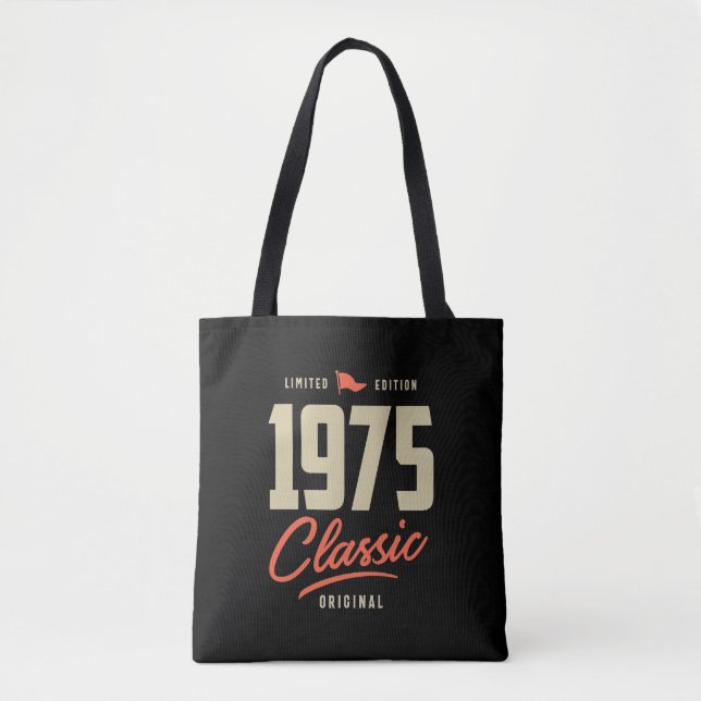 Bolsa Tote Presente clássico de aniversário de 1975 (Frente)