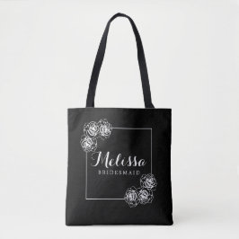 Bolsa Tote Presente Clássico Elegante Preto e Branco Rose Bri