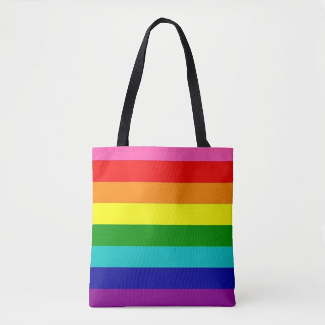 Bolsa Tote Presente Colorido Arco-íris Orgulho LGBTQ (Frente)
