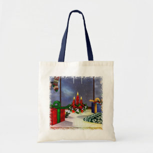 Bolsa Tote PRESENTE da arte do feriado das reflexões do temp