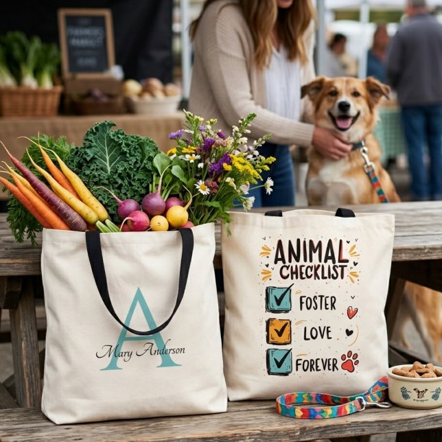 Bolsa Tote Presente de Advogado de Resgate de Animais para Se (Reusable tote bag for an eco-conscious animal rescue advocate, ideal for a farmers market trip.)