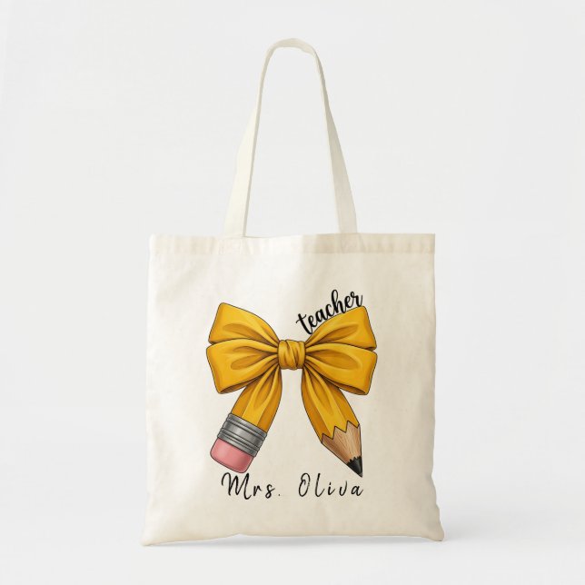 Bolsa Tote Presente de Agradecimento ao Professor com Laço de (Frente)