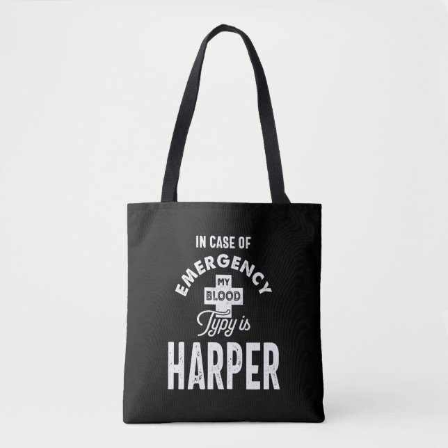 Bolsa Tote Presente de Aniversário do Nome Personalizado Harp (Frente)