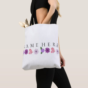 Bolsa Tote Presente de aniversário floral personalizado com o