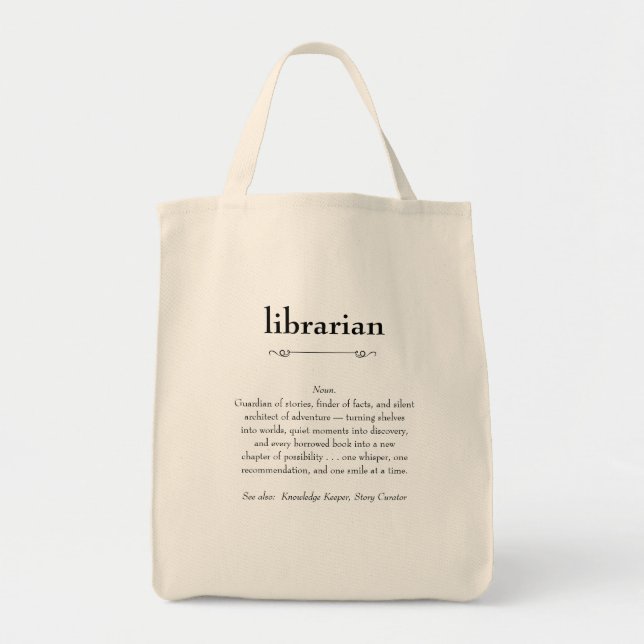 Bolsa Tote Presente de Apreciação de Definição Bibliotecária (Frente)