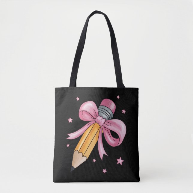 Bolsa Tote Presente de Apreciação de Vida de Ensino de Lápis  (Frente)