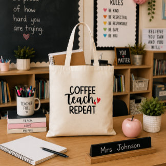 Bolsa Tote Presente de Apreciação para Professores 'Café, Ens