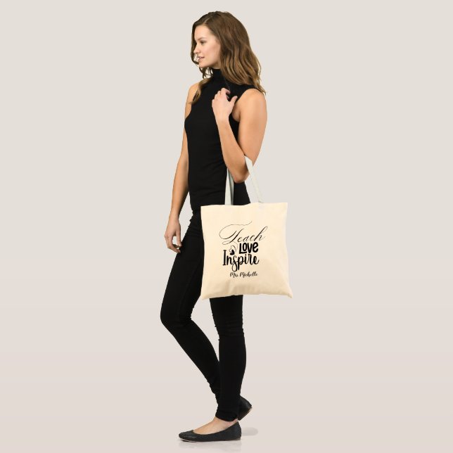 Bolsa Tote Presente de Apreciação para Professores Ensinar Am (Frente (modelo))