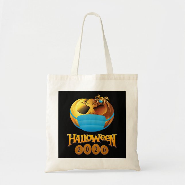 Bolsa Tote Presente de aranha | Máscara De Abóbora E Aranha D (Frente)