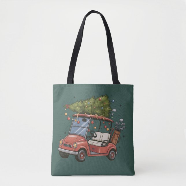 Bolsa Tote Presente de árvore de Natal de carrinho de golfe p (Frente)