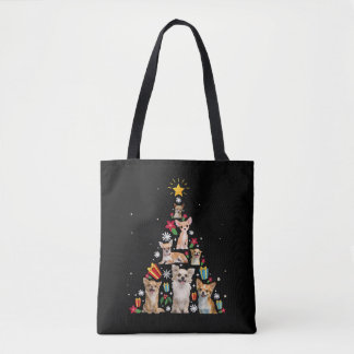 Bolsa Tote presente de árvore de natal do chihuahua