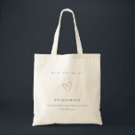 Bolsa Tote Presente de Bridesmaid do Coração Simples e Modern<br><div class="desc">Se precisar de mais alguma personalização,  por favor,  sinta-se à vontade para me enviar uma mensagem em yellowfebstudio@gmail.com.</div>