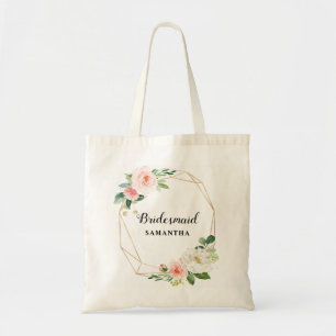 Bolsa Tote Presente de Bridesmaid Floral Rosa Bonito Pastel B