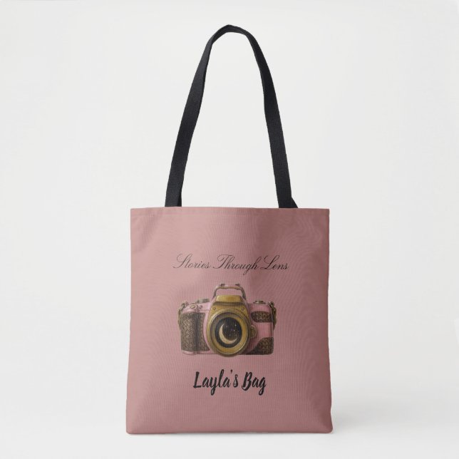 Bolsa Tote Presente de Câmera com Nome Personalizado Viral De (Frente)