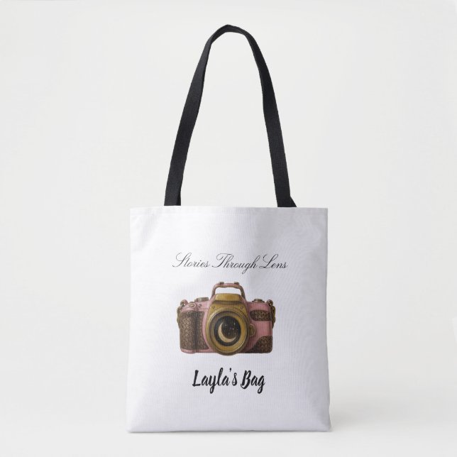 Bolsa Tote Presente de Câmera com Nome Personalizado Viral De (Frente)