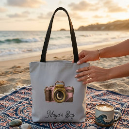 Bolsa Tote Presente de Câmera de Nome Personalizado Viral Mod