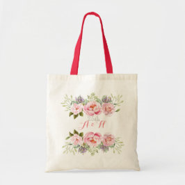 Bolsa Tote Presente de Casamento do Monograma da Verruga Flor