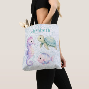 Bolsa Tote Presente de Chá de Bebê Pastel Sob o Mar