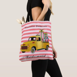 Bolsa Tote Presente de Dama de Honra Caminhão de Natal Vintag