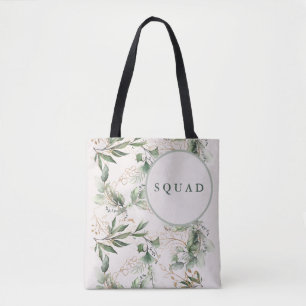 Bolsa Tote Presente de Eucalipto Dourado Chá de Noiva Boho