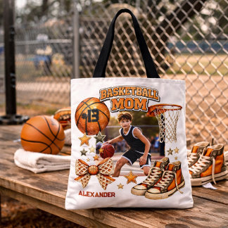 Bolsa Tote Presente de Foto da Mãe de Basquete Grunge Vintage
