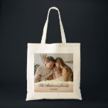 Bolsa Tote Presente de Foto e Nome Personalizado da Família M<br><div class="desc">Presente de Foto e Nome Personalizado da Família Moderna</div>