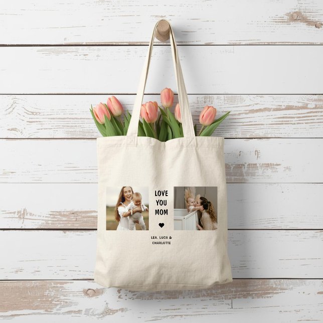 Bolsa Tote Presente de Foto Personalizado Moderno para Mamãe (Criador carregado)
