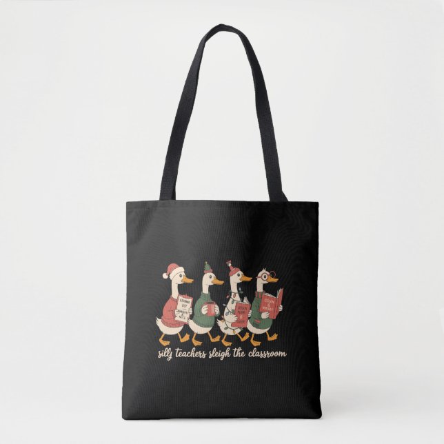 Bolsa Tote Presente de Ganso de Natal para Professor Tolo Inv (Frente)