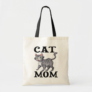 Bolsa Tote Presente de Gata Mãe Adorável Gata Cinzenta Listra