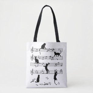 Bolsa Tote Presente De Gato E Música, Música De Toque De Ga
