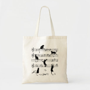 Bolsa Tote Presente De Gato E Música, Música De Toque De Gato