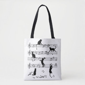 Bolsa Tote Presente De Gato E Música, Música De Toque De Gato