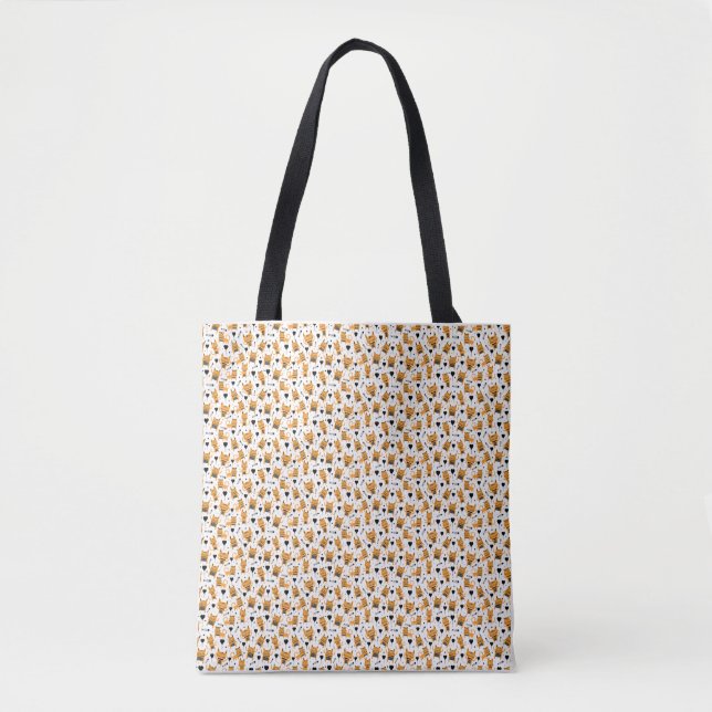 Bolsa Tote Presente de Gato | Padrões para gatos brancos (Frente)