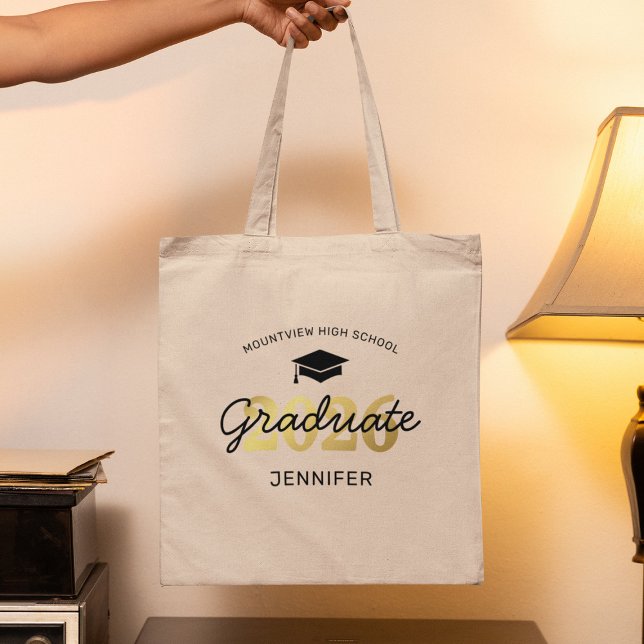 Bolsa Tote Presente de Graduação 2025 Black Gold (Criador carregado)