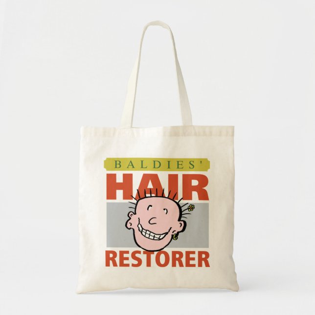 Bolsa Tote Presente de homem careca. Baldies Hair Restorer (Frente)