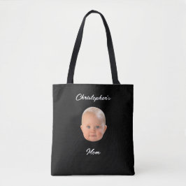 Bolsa Tote Presente de Mãe com Foto de Bebê Rosto Moderno Min