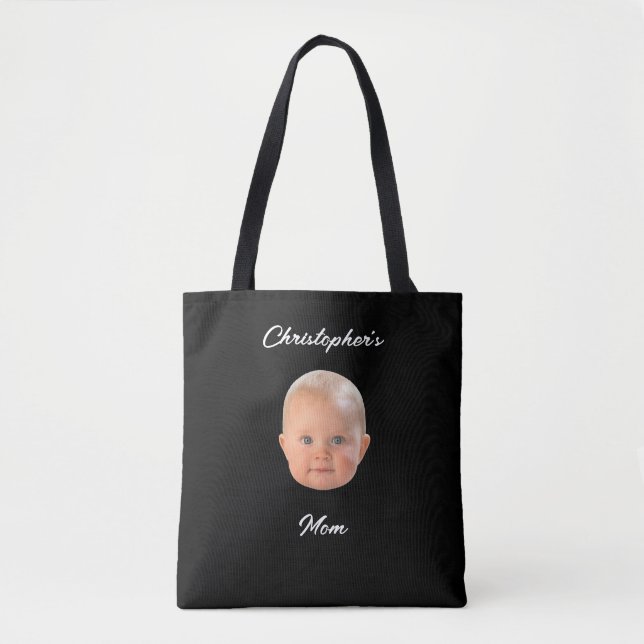 Bolsa Tote Presente de Mãe com Foto de Bebê Rosto Moderno Min (Frente)