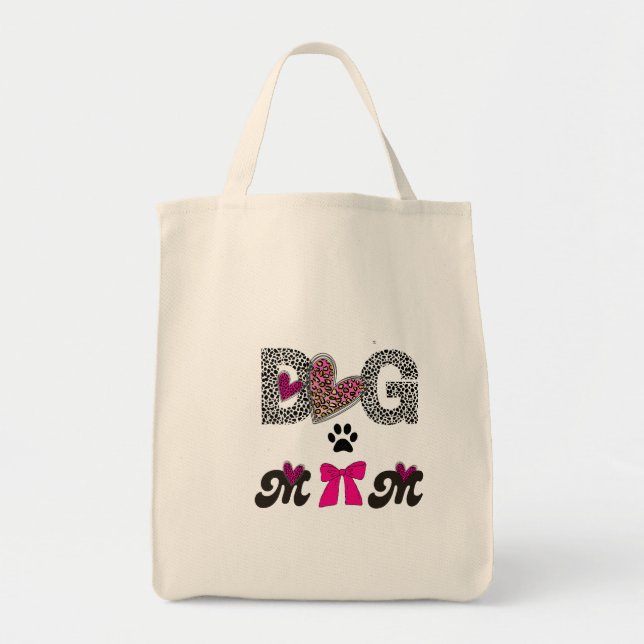 Bolsa Tote Presente de Mãe de Cachorro Coração de Leopardo -  (Frente)