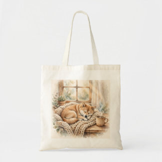 Bolsa Tote Presente de Mãe de Cachorro Shiba Inu Aquarela de