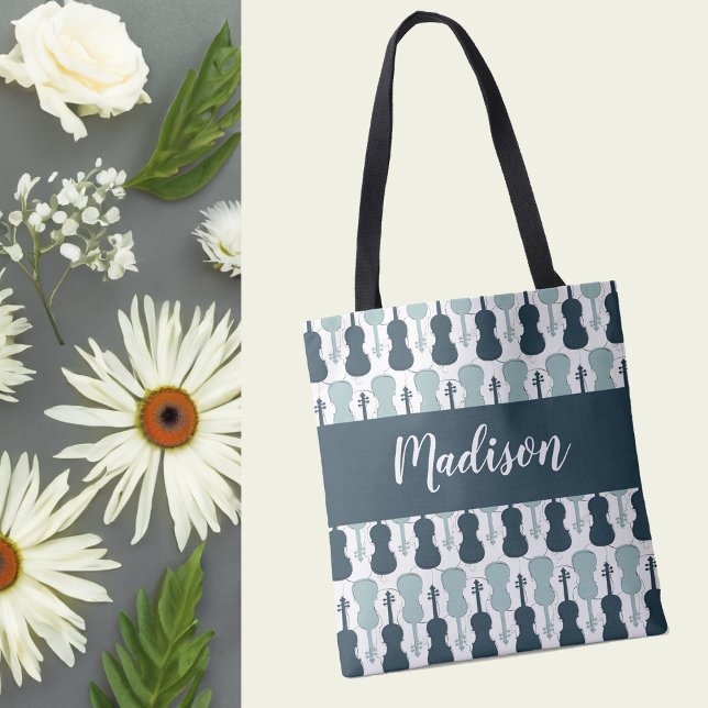 Bolsa Tote Presente de música por instrumentos Viola ou Violi (Personalized violin or viola tote bag.)