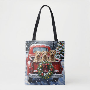 Bolsa Tote Presente de Natal Camionete Vermelha Terrier Wheat