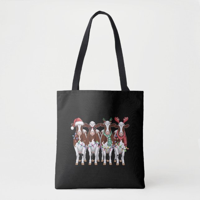 Bolsa Tote Presente de Natal de Vaca para Amante de Vaca Fest (Frente)