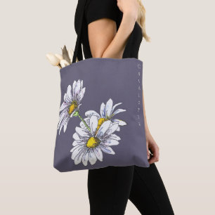 Bolsa Tote Presente de Natal Floral Boho Aquarela Margarida
