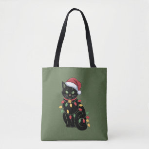 Bolsa Tote Presente de Natal para Gata Amante de Gato Preto P