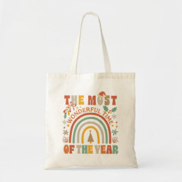 Bolsa Tote Presente de Natal Retro Tempo Maravilhoso
