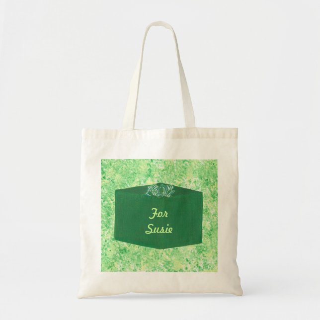 Bolsa Tote Presente de Natal Verde com Bag Personalizada Arco (Frente)