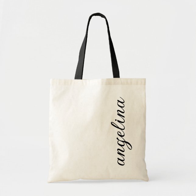 Bolsa Tote Presente de Nome Cursivo de Script Vertical Modern (Frente)