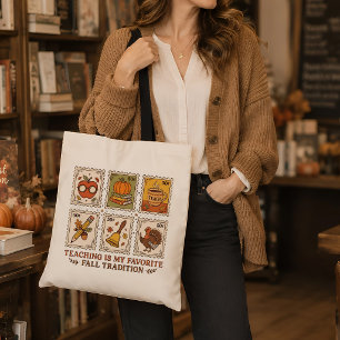 Bolsa Tote Presente de Professor de Outono Ilustração de Selo